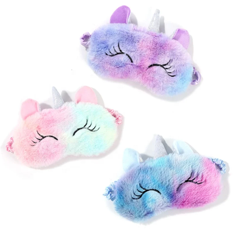 

3 Pack Soft Plush Unicorn Sleeping Mask Party Game Eye Cover Patch Kids Unicorn Sleep Eye Masks, Multi-colors