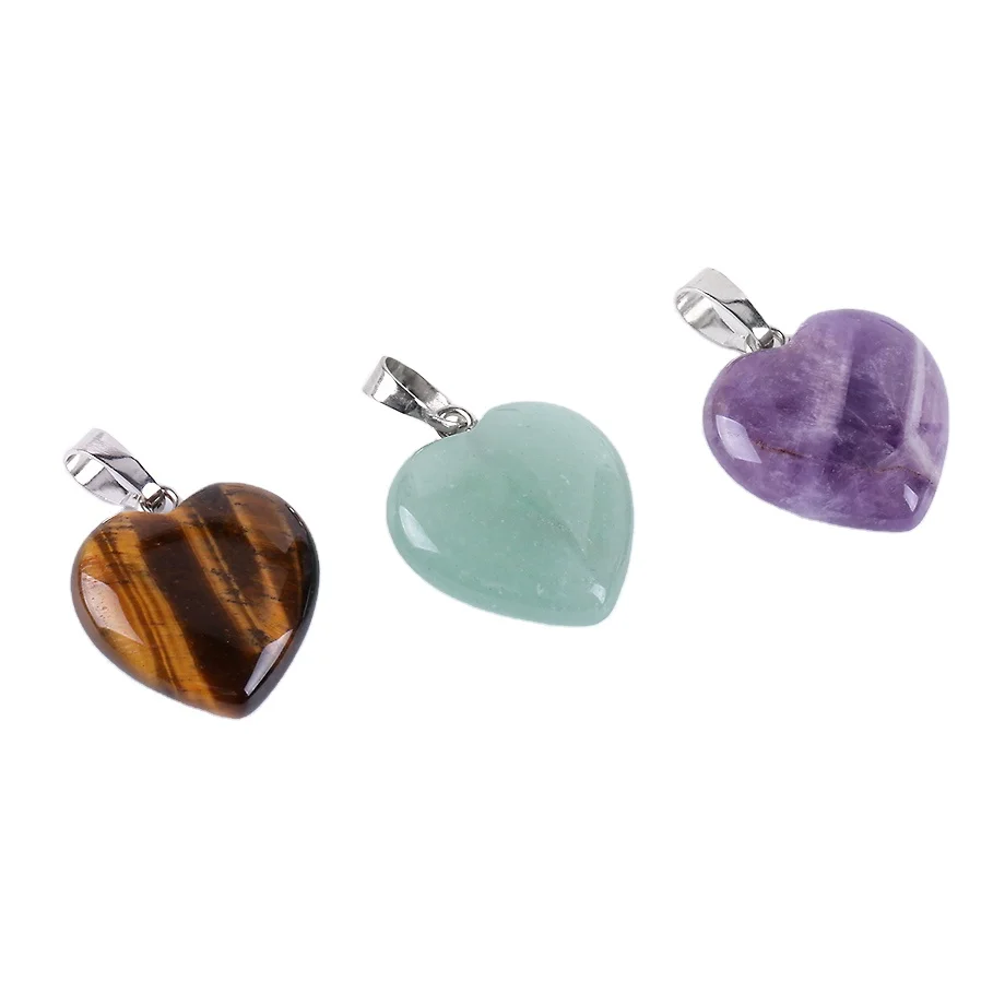 

CSJA Hot Selling Natural Rose Quartz Heart Stone Pendant