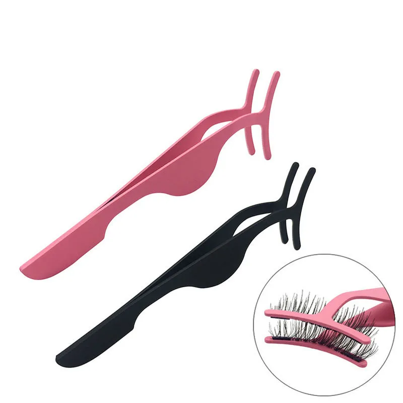 

Custom logo pink black volume stainless steel lashes applicator private label extension eyelash tweezers