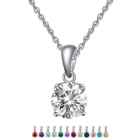 

RINNTIN SN118 Women Wholesale Jewelry 925 Sterling Silver Single Zircon Charm Pendant Necklace