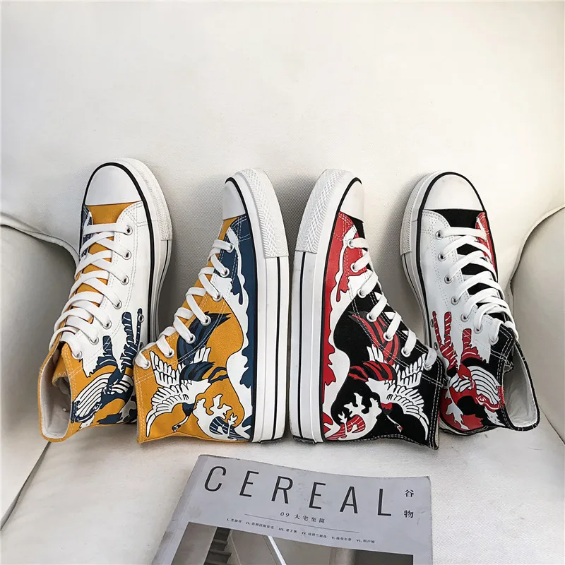 

mens high top canvas shoes candy color fashion young adult vulcanized shoes leisure breathable spring autumn sneakers