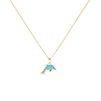 

x981709d Opals Cute Animal Multicolor Dolphin Necklace Jewelry Friendship Pendant chain Fashions jewelry