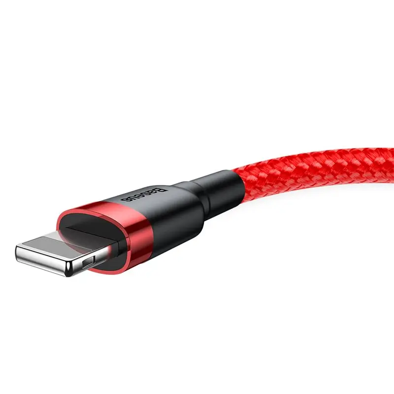 

baseus Double Side usb 2.4A Fast Data Charger Cable for Apple Iphones 5s x Xs, Red