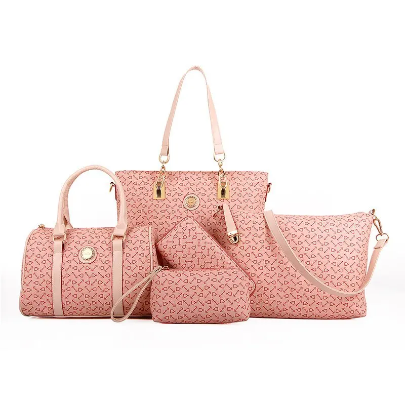 

New popular women PU leather handbag sets lady fashion 6pcs waterproof handbag