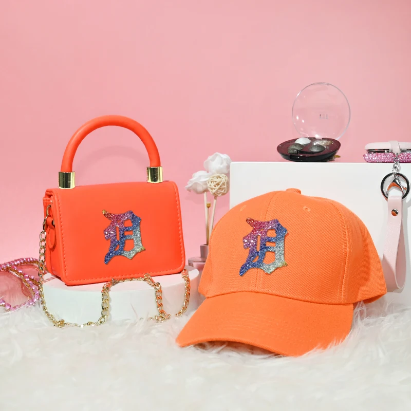 

designer glitter bling diamond ny purse and hat set fur purses yankee purse and baseball hat, 12 colours