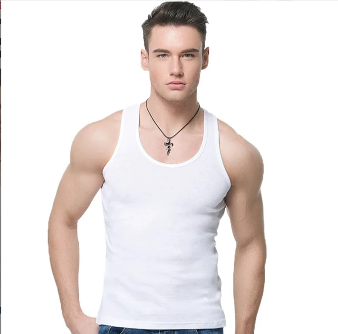 

Mens high quality cheap inner under shirt white vests summer tank top solid men gym sweat vest