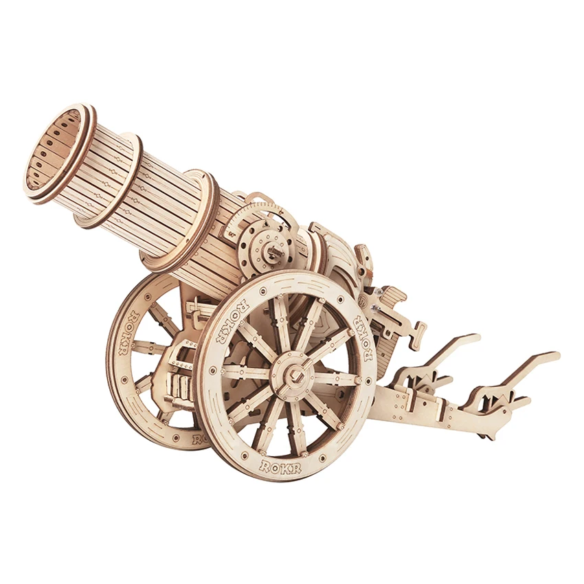 

Robotime Rokr Wood Crafts Novelty Gift KW801 Medieval Wheeled Cannon Jigsaw 3D Diy Assembled Wooden Puzzle For Boys for Dropship