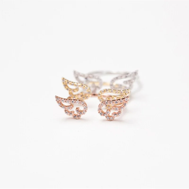 

South Korea Fashion Angel Wings Wings Opening Adjustment Ring Female Tide Jewelry Ring Cross-border Accessories Wholesale, As shown in the figure