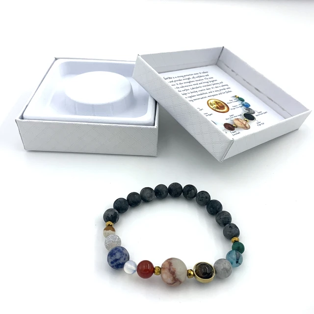 

solar system Wholesale hand made with white gift boxes Planet gemstone bracelets, Many color of gemstone
