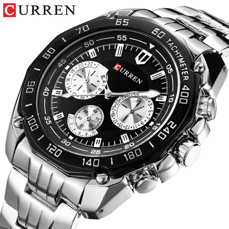 

CURREN 8077 Men Quartz Watch Stainless Steel Strap Wristwatch Fashion Business Style mens watches g shock