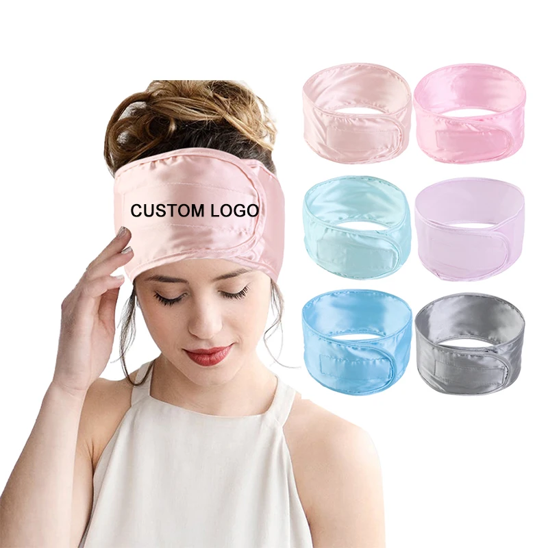 

GTOP Wholesale Custom Logo Adjustable Ponytail Face Wash Satin Headbands For Women and Girls Sleep Hair Wrapping For Women