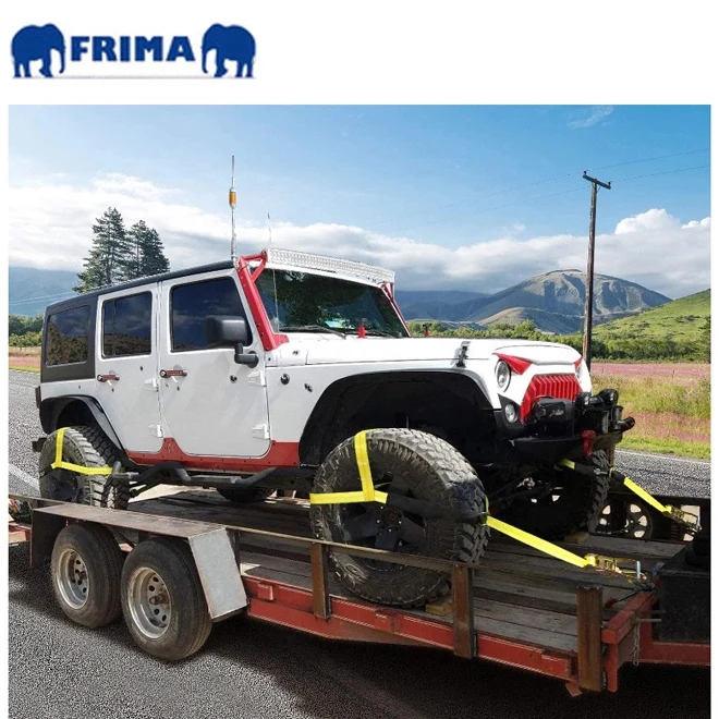 50mm Wheel Net Car Hauler Tie Down Straps For Trailers Heavy Duty With