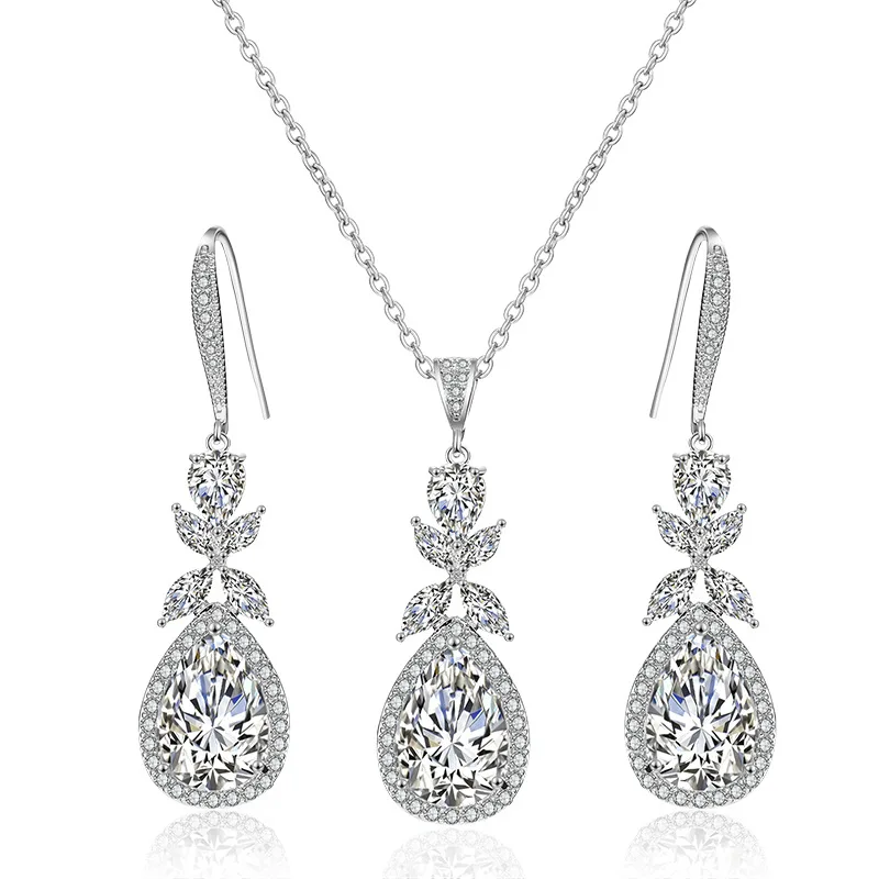 

Rose gold Crystal wedding jewelry sets rhinestone earring and necklace sets for party, 3colors