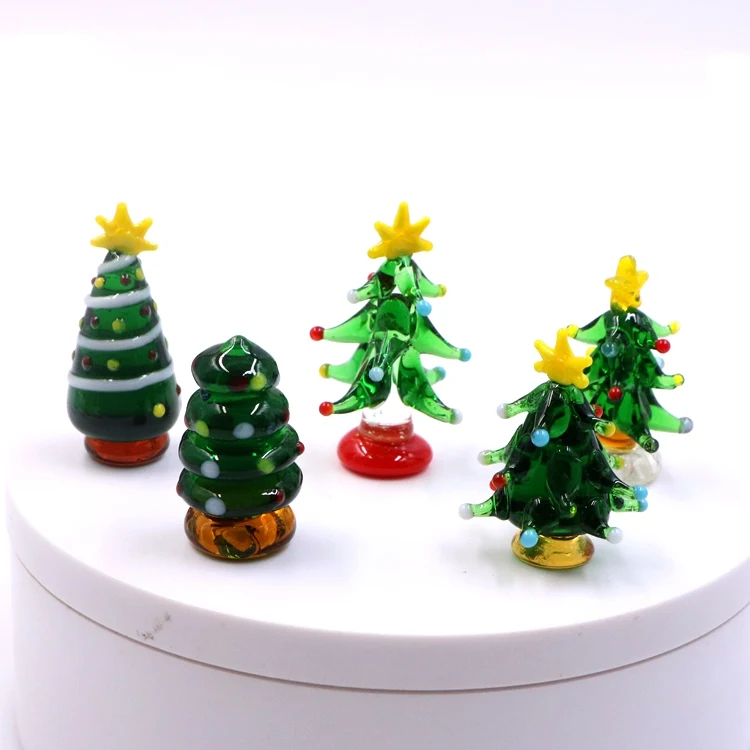 

Customized Miniature Murano Lampwork Art Glass Christmas Tree Figurine