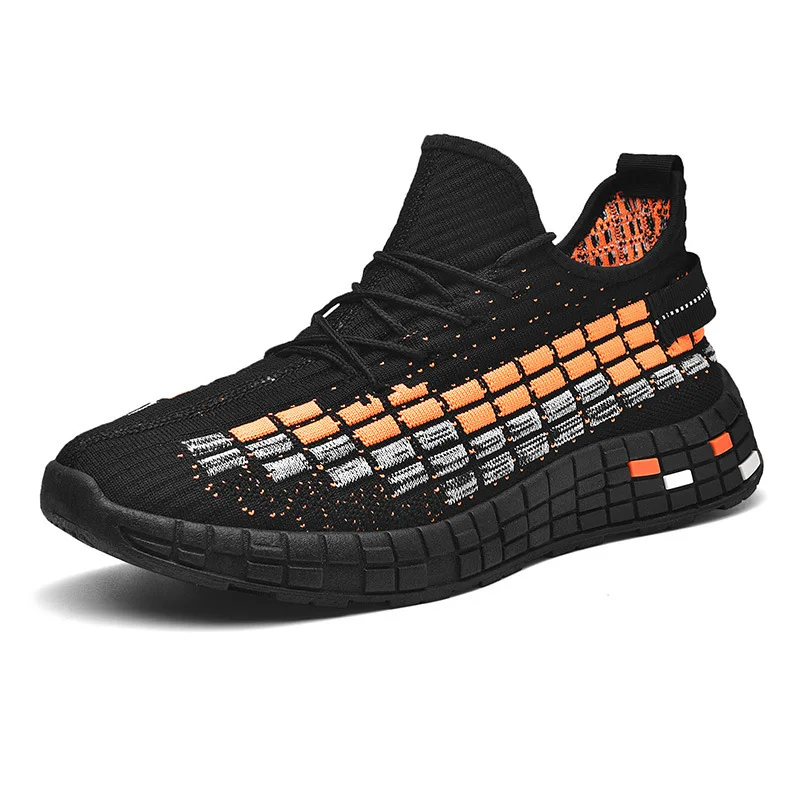 

New Men's Breathable Fly Woven Mesh Shoes Lace-up Color Matching Sneakers Mesh shoes, 2 colors