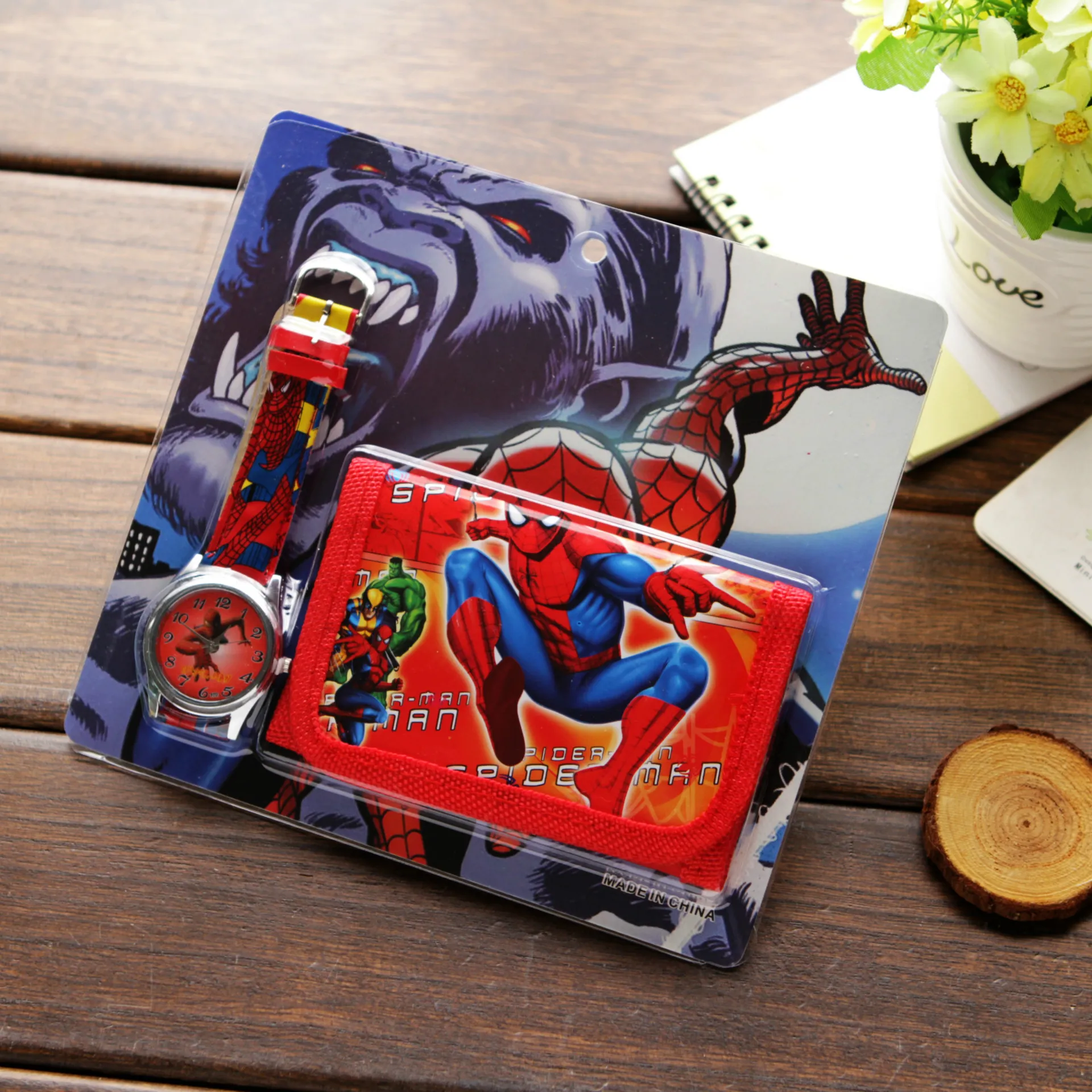 

Children's Cartoon Watch Wallet Set Spiderman Kids Watches Boy Toy Watch Child Wallet For Birthday Gift Wholesale Ben 10