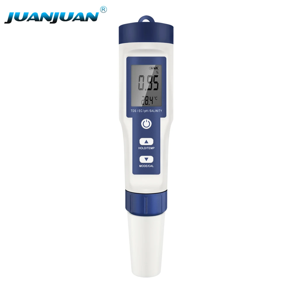

Digital Waterproof PH Pen Type Water Quality Tester 5 in 1 Temperature Salinity EC TDS Ph Meter with ATC for aquariums