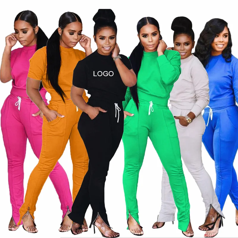 

Custom Solid Color Zipper Jogger Tracksuit Sweat Suit 2 Piece Sweatsuit Pants Set Women Training Jogging Track Suit With Logo, As picture