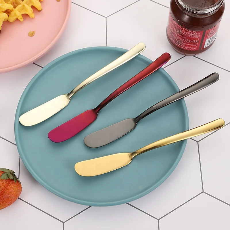 

Butter Knife Stainless Steel Kitchen Cheese Knife Multicolor Dessert Tools Jam Spreader Utensil Cutlery Dessert Tools for Toast