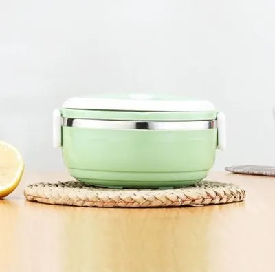 

Hot selling stainless steel two and three layers thermal keep warm lunch box, Green pink blue