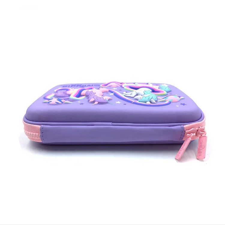 
Cute unicorn 3D Pattern Double Zipper EVA Smiggle Pencil Case For girls Custom Cartoon Pencil Box 