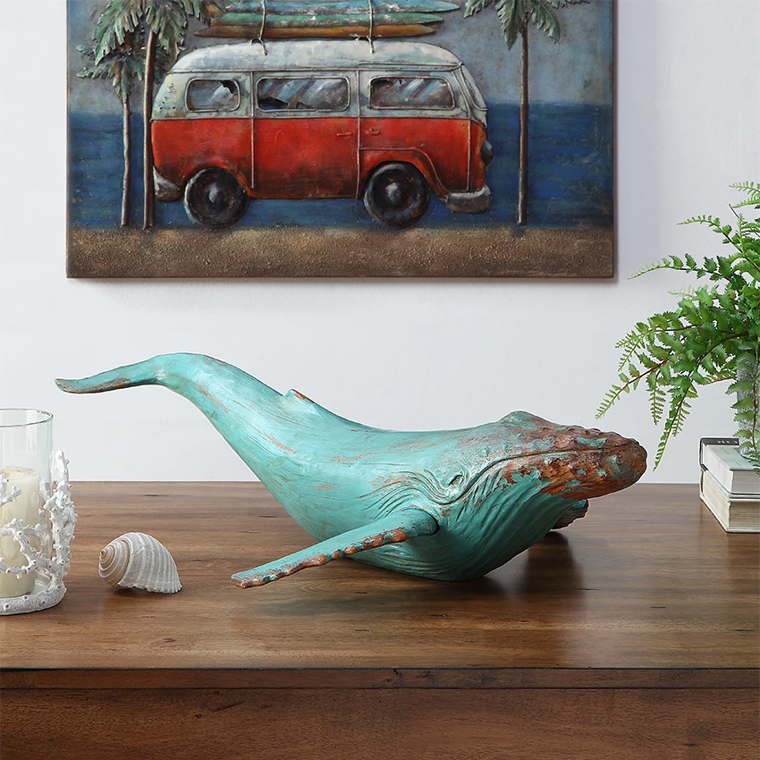 Wholesales Hand-Painted Resin Ocean Series Cetacean Figure Shark Sculpture for Nautical Decor details