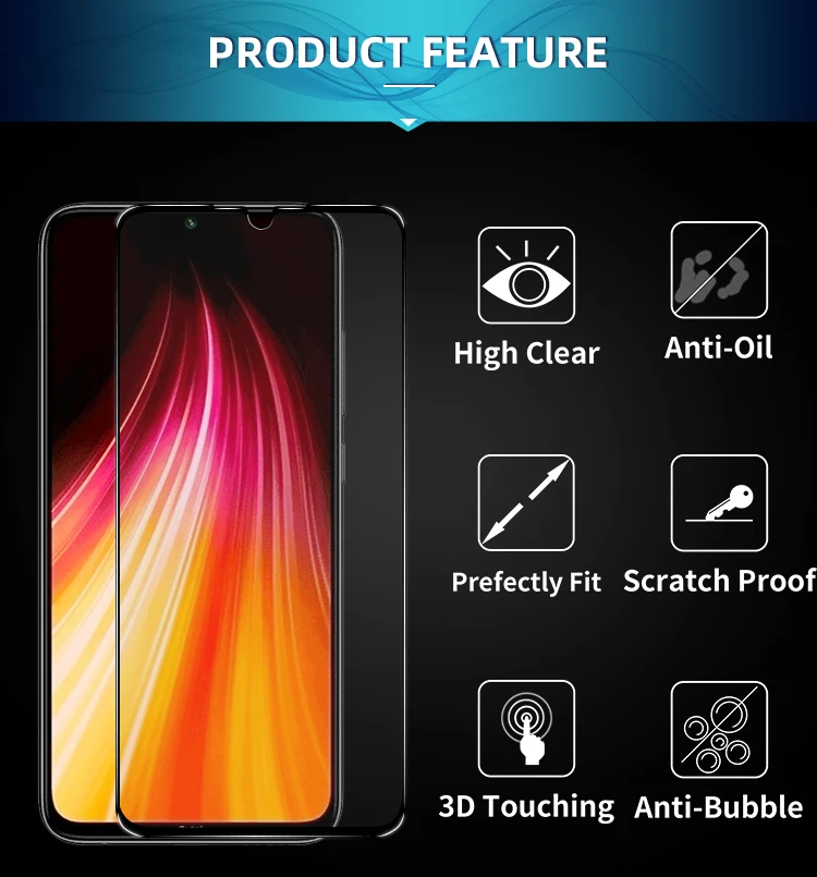 Xiaomi Mi Play Tempered Glass 0.3mm 9D High quality Protective Glass Film Screen Protector - Black 3