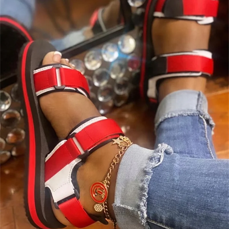 

Colors Open Round Toe Casual Sport Sandals Comfortable Summer Women Outdoor Beach Sport Flats Shoes Slippers sandals, Yellow red black pink