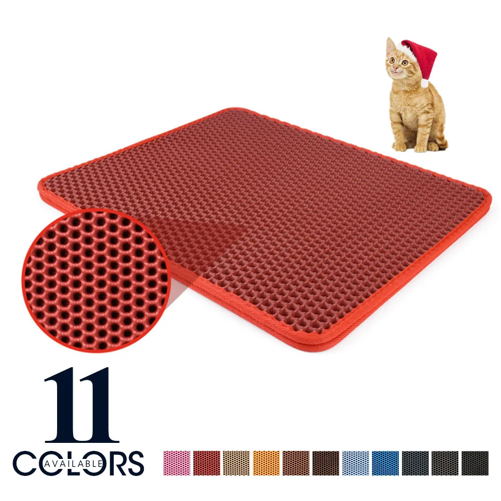 

Custom Large Waterproof Washable Double Layer Microfiber Pet Cat Litter Catcher Pads Mat, Customized color