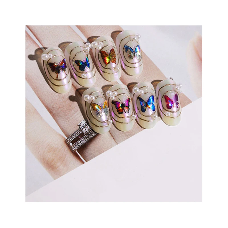 

HotSelling Wholesale adhesive 3D butterfly Nail Decal holographic