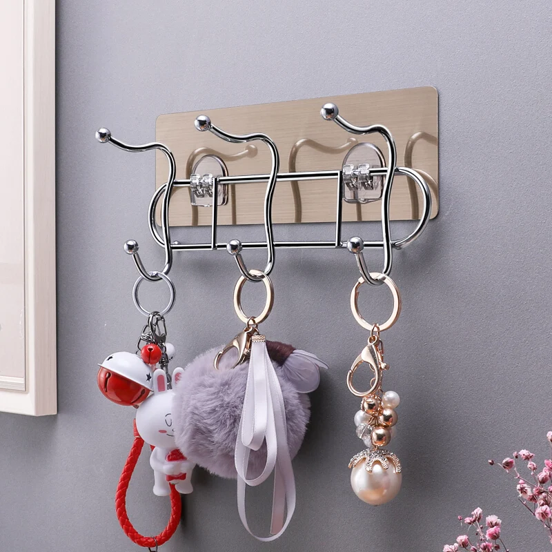 

Shuangqing coat Hook Wall Mounted Stainless Steel Hook Rack with 3 Hanger Hooks bathroom kitchen