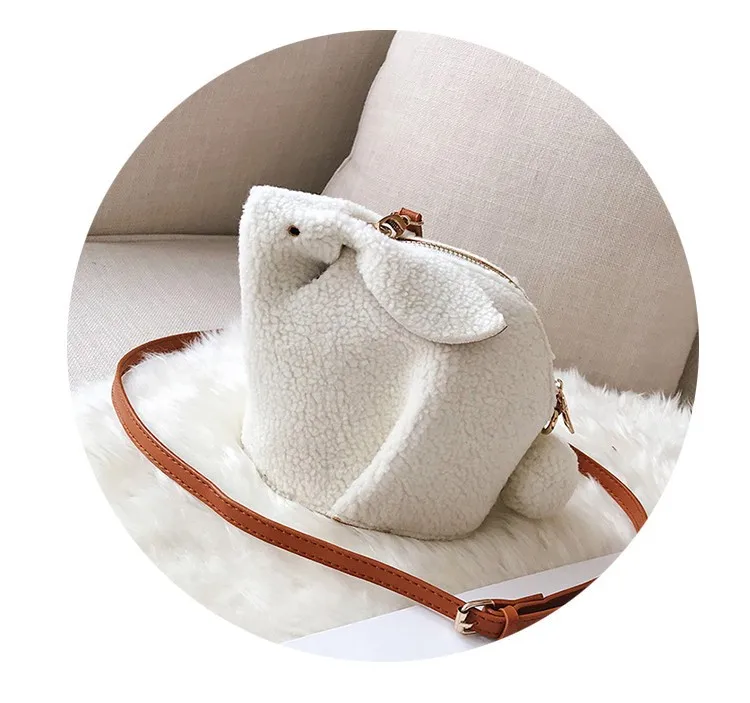 

Trendy Design Cute Rabbit Plush Shoulder Bag for Girl Cartoon Lamb Wool Crossbody Bag, Picture