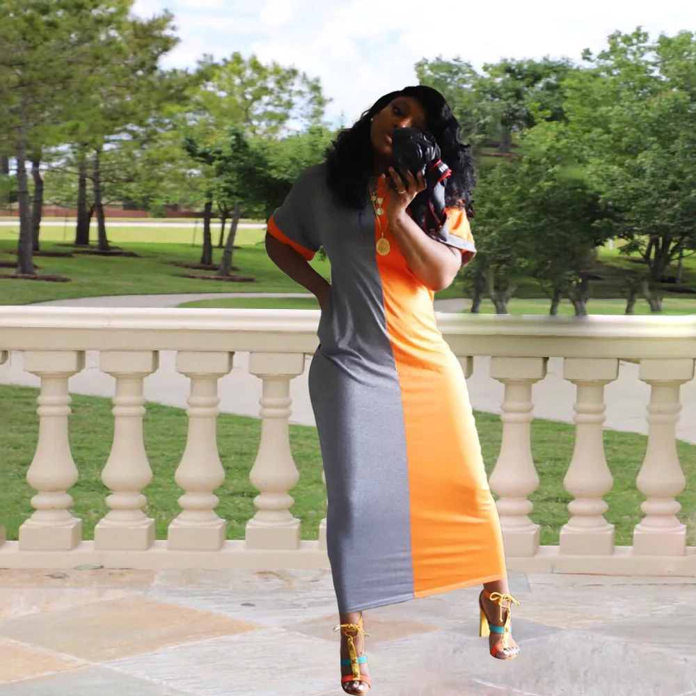 
KEYIDI Wholesale fat lady tie-dye printed straight sexy sling long dresses plus size dress women 