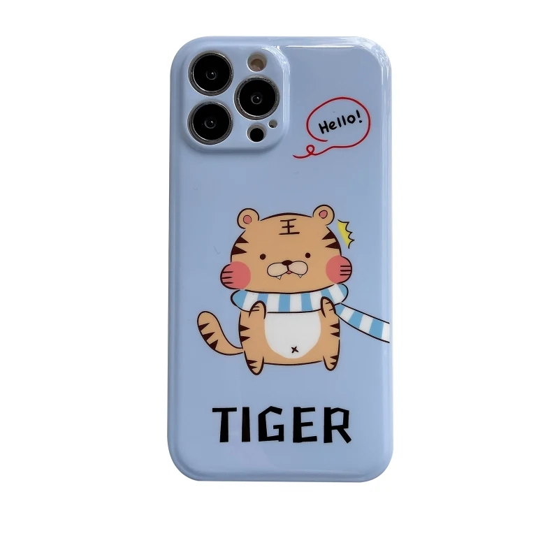 

Glossy Tiger Scarf Pattern TPU Cute Phone Case Portable Mobile Phone Cover for IPhone 11/12 13 Series Protect Back Cover