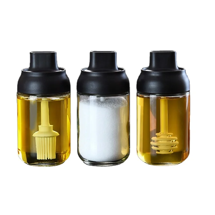 

AA573 250ML Spice Jar Spoon Cap Sealed Seasoning Bottle Condiment Sealed Honey Seasoning Bottle Glass Seasoning Tank