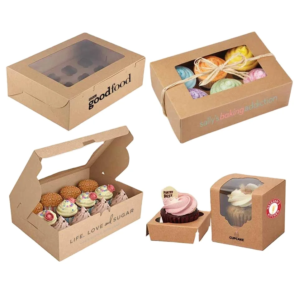 

Eco Friendly Biodegradable Box Macaron Egg Tart Dessert Kraft Carton Cardboard Custom Packaging Paper Packing Mini Cake Boxes