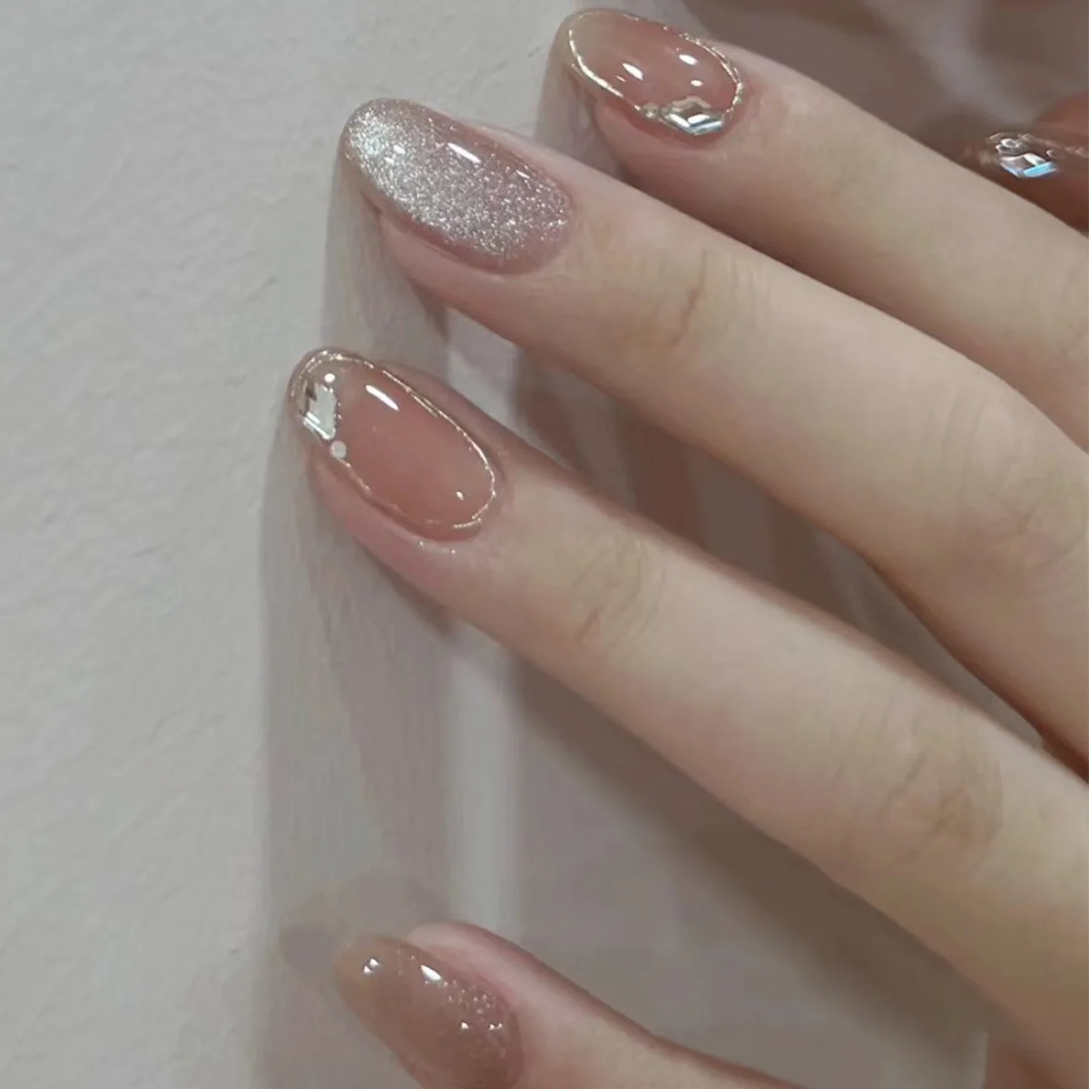Dropshipping 24 Pcs French Style Romantic Art Acrylic Press on Nails Artificial Fingernails False Nails Dating Party GN003