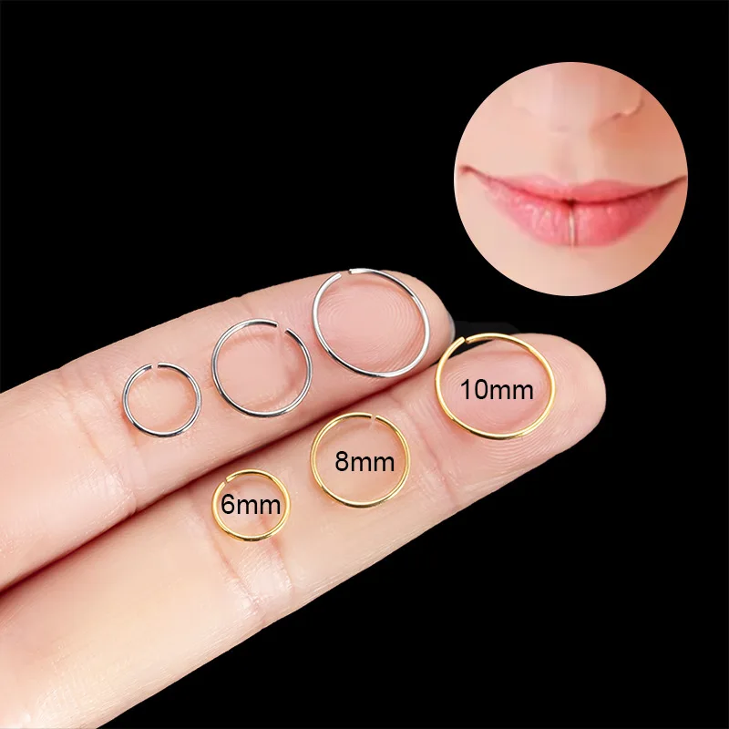

Silver Gold Pvd Plated Classic Clicker Piercing Jewelry Nose Lip Ear G23 Titanium Solid Nose Piercing Body Piercing Jewelry
