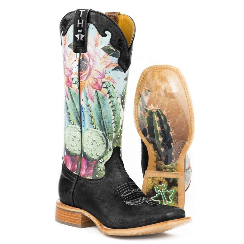 

2021 Fashion Ladies Square Toe Western Cowboy Knee High Boots Women Embroidery Cowgirl Short Boots