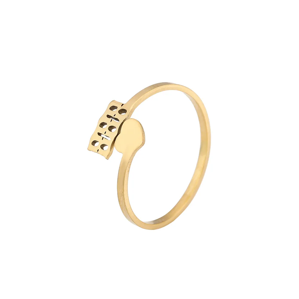 

Woying Fashion Gold Plating Finger Ring for Women number stainless steel ring Jewelry, As shown