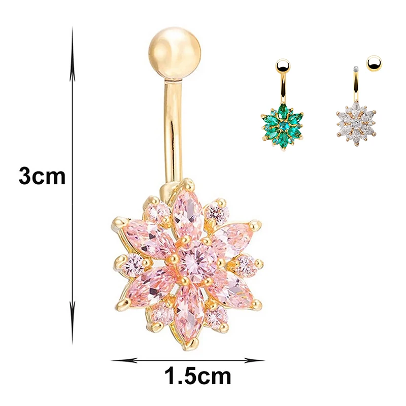 

Daisy flower sakura pink women 316L surgical steel navel piercing fine jewelry sexy navel belly button ring