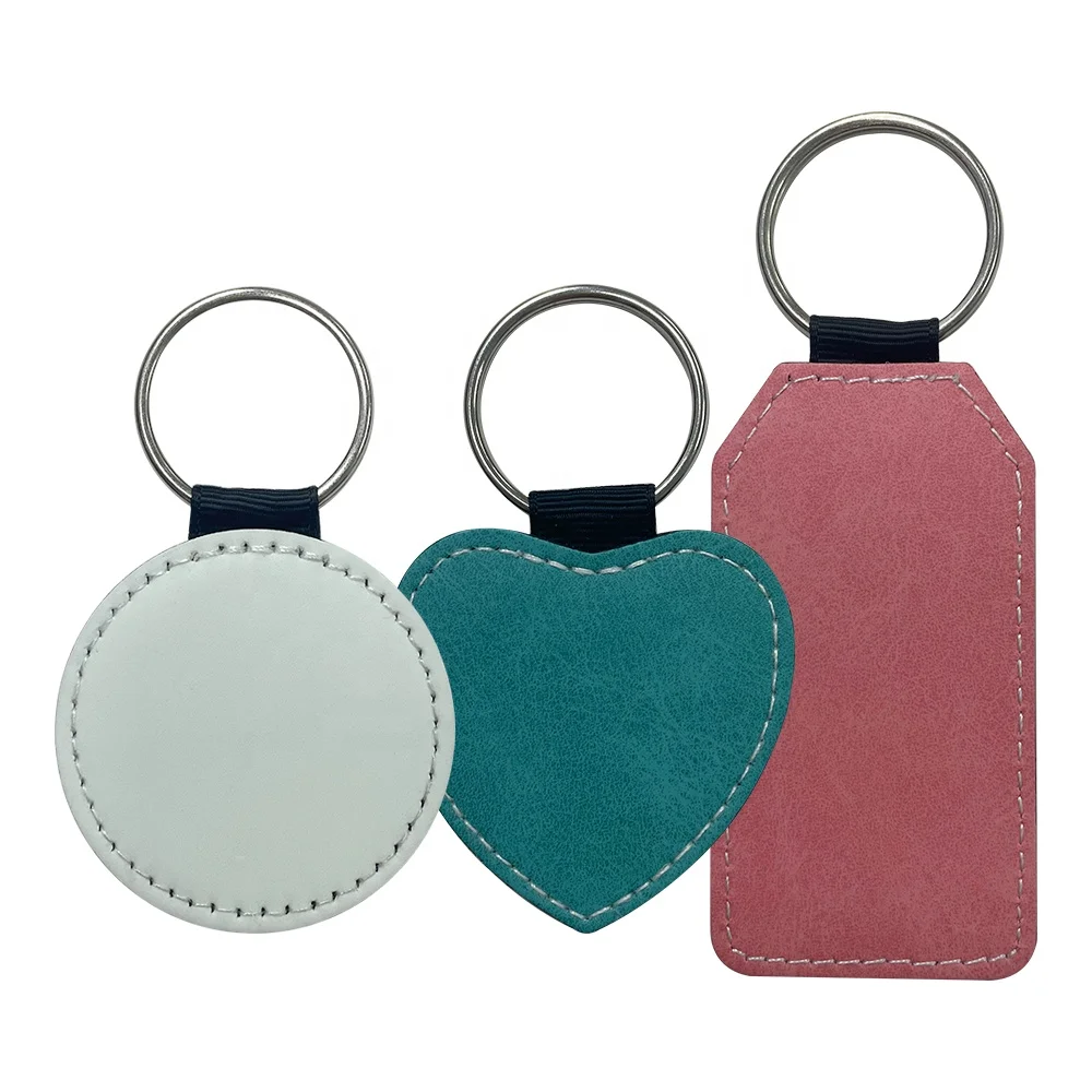 

Prosub Wholesale PU Sublimation Heart Keychain Blank Custom Logo Double Side Printing Sublimation Leather Keychains