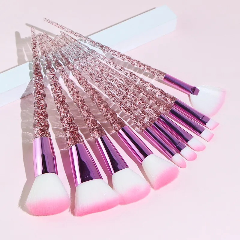 10pcs Crystal Diamond Makeup Brush Set Soft Fiber Cosmetic Powder Foundation Blush Eyeshadow Blending Kabuki Makeup Brushes Tool
