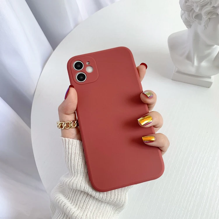 

New Model Solid Color Cube Square 1.5mm Straight Edge Soft Silicone TPU Cell Mobille Phone Back Cover Case For Iphone 12