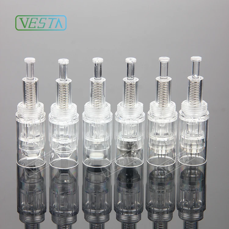 

Vesta Round Nano Pins Spiral Needles For Derma Pen Factory Direct Sale Derma Stamp Micro Needle, White