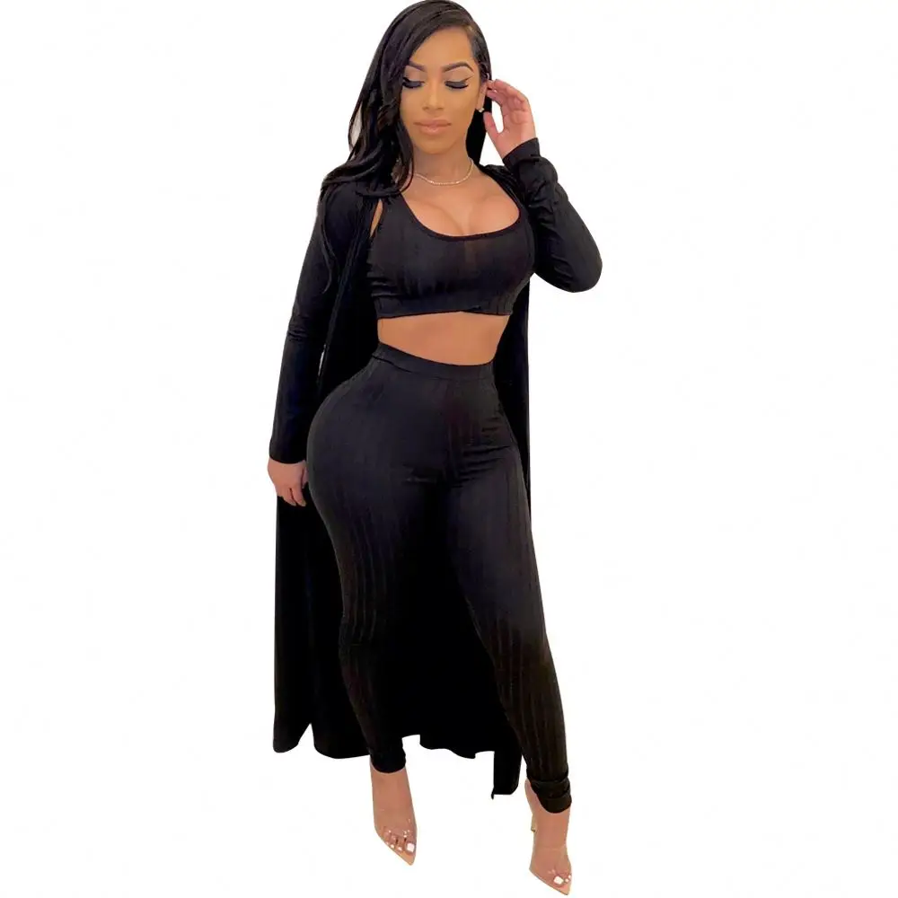 

Wholesale Dropshipping Strapless Long Pants With Windbreaker Clothing Sets Woman 3 Piece Women Set, Picture color