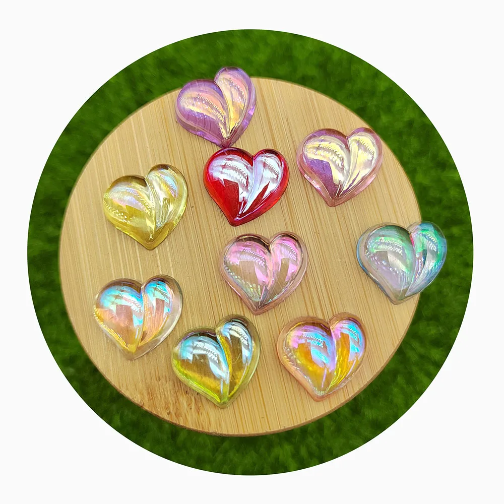 

Kawaii AB Resin Peach Heart Cabochon Nail Art Decorations Love Cute Nail Charms Rhinestones Manicure DIY