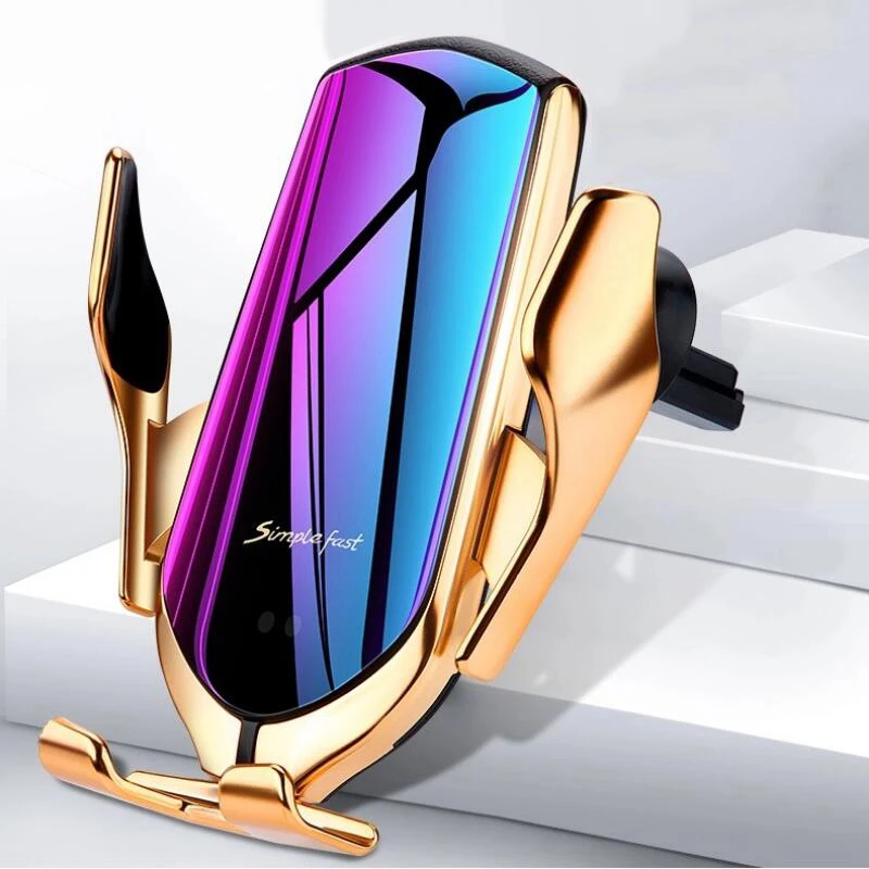 

R1 Automatic Clamping 10W Car Wireless Charger For iPhone Xs Huawei LG Infrared Induction Qi Wireless Charger Car Phone Holder