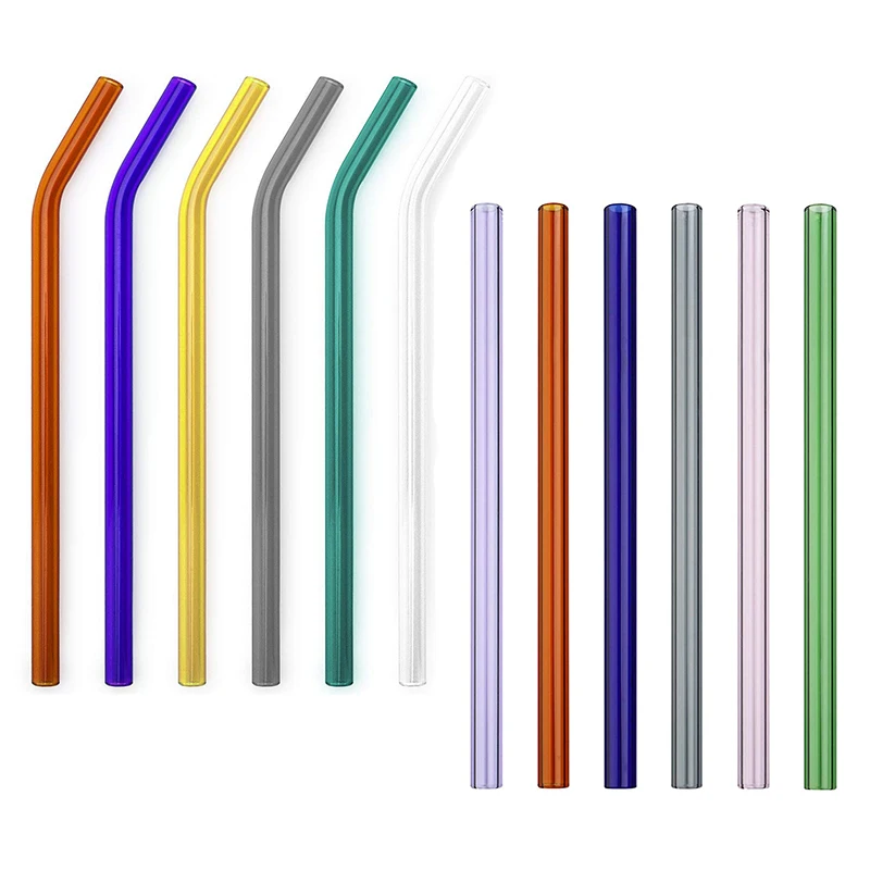 

8mm 9mm 10mm 12mm 14mm 15mm Reusable Straight Glass Straw, Various colors