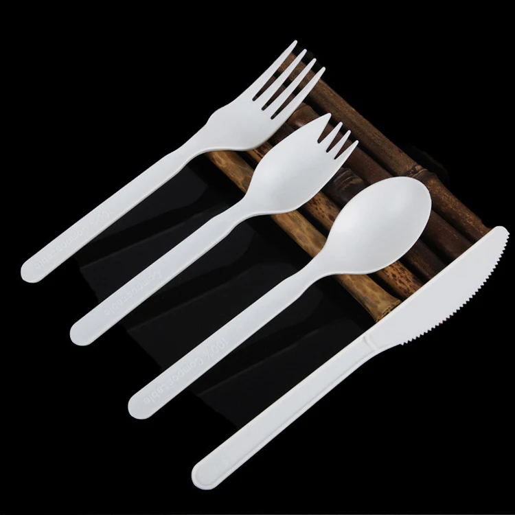 

Wholesales disposable biodegradable cornstarch CPLA plastic cutlery set